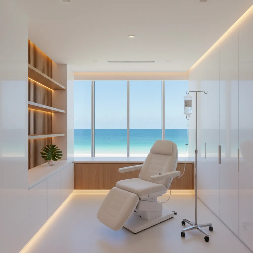 Modern treatment room with a Caribbean ocean view in Punta Cana, Dominican Republic